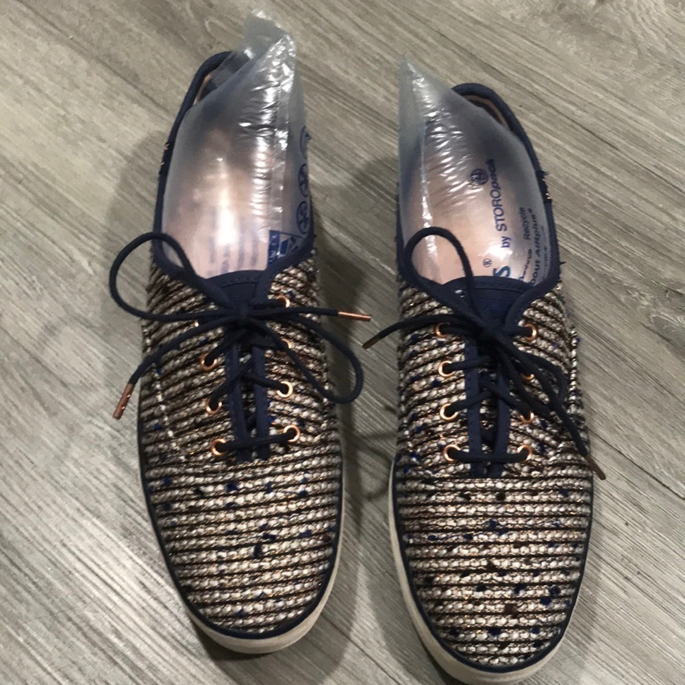 KEDS Triple Metallic Boucle Blue Platform‎ Sneakers       size 9.5